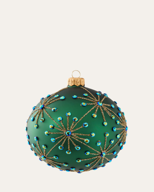 Glittery & Rhinestoned Starburst Ball Ornament